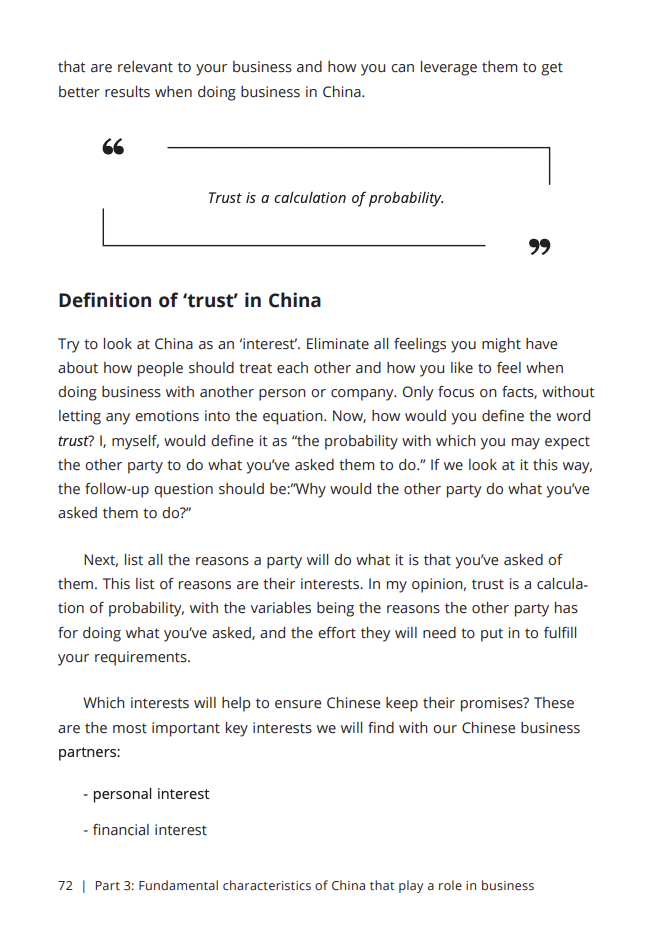 Supplier management about trust in China
